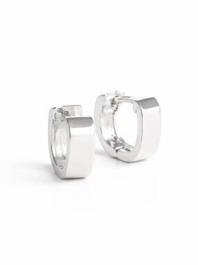 Sterling Silver Square Huggie Hoop Earrings